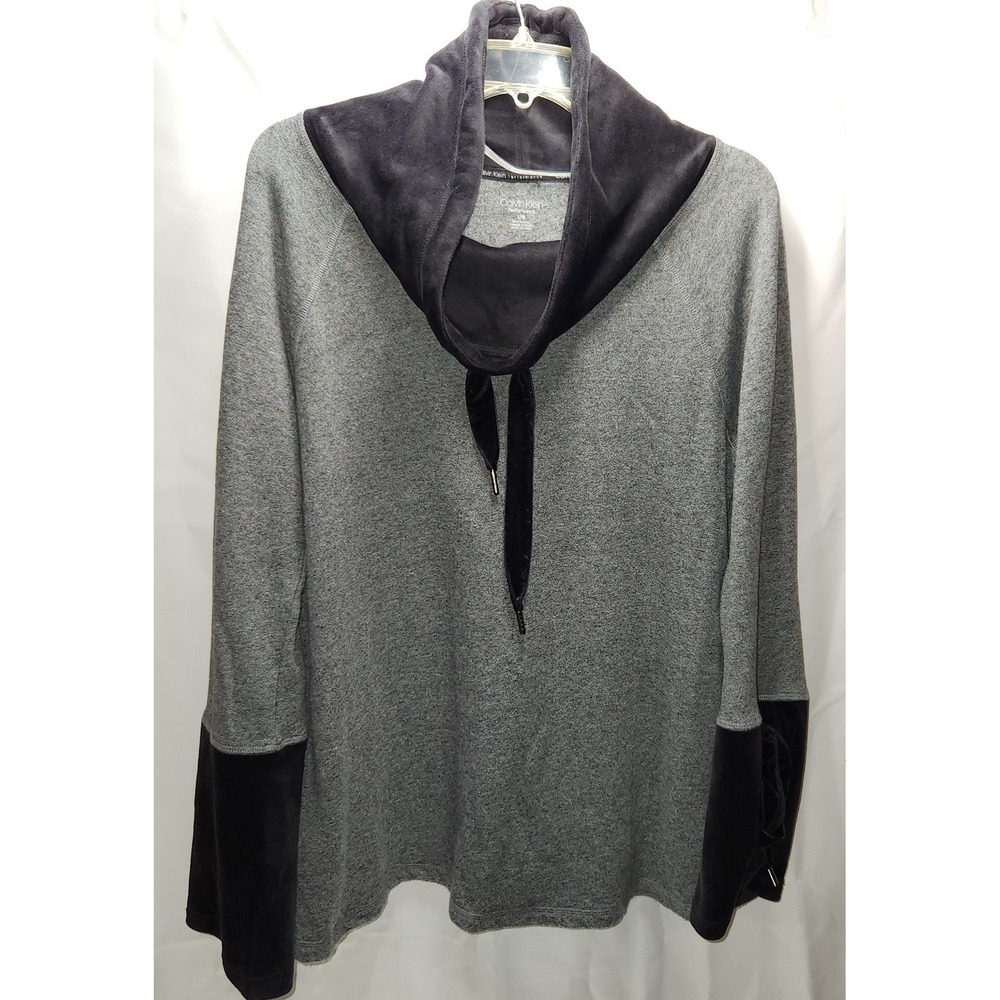 Calvin Klein Performance Womens Funnel Neckβ Hoodie Sweatshirt Size L Gray Black